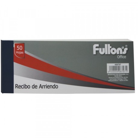 FORMULARIO RECIBO ARRIENDO TALONARIO 50 HJS. FULTONS