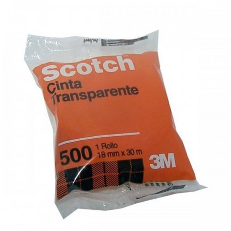 CINTA TRANSPARENTE 500 3M 18MMX30M BOLSA X 1 UNIDAD