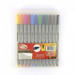 FINELINER CAJA PLASTICA 12 COLORES (024) ADIX