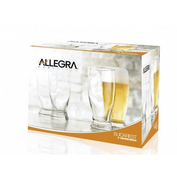 Juego 6 Vasos Cristal Allegra 425 Ml a precio barato