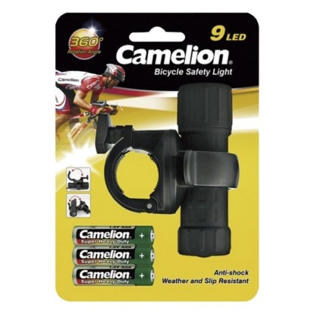 LINTERNA CAMELION PARA BICICLETA 9 LED CON SOPORTE ESPOL