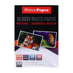 PAPEL FOTOGRAFICO GLOSSY CORRIENTE MISTER PAPER 4A 180 GRS 20 UND E90