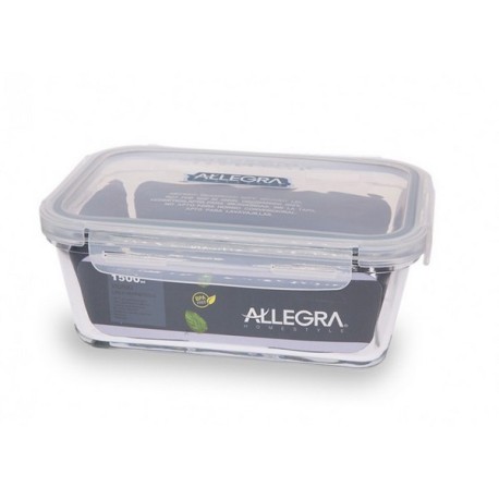 CONTENEDOR HERMETICO VIDRIO RECTANGULAR 1.500ML ALLEGRA