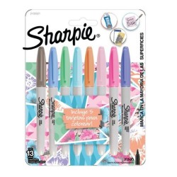 MARCADOR SHARPIE FINE COLORES PASTELES 8 UN. + 5 TARJETAS PARA COLOREAR NEWELL