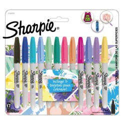 MARCADOR SHARPIE FINE COLORES TROPICAL 8 UN. + 5 TARJETAS PARA COLOREAR NEWELL