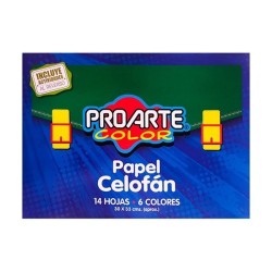 CARPETA PAPEL CELOFAN PROARTE 14 PLIEGOS 6 COL