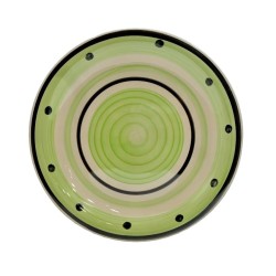 PLATO DE CERAMICA CIRCULOS VERDES-PUNTOS 10,5" MULI