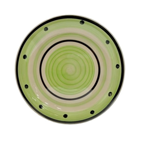 PLATO DE CERAMICA CIRCULOS VERDES-PUNTOS 10,5" MULI