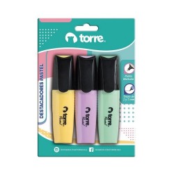 DESTACADORES PASTEL 3 COLORES TORRE
