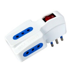 ADAPTADOR DE ENCHUFE MACROTEL 10A 3 SOCKET DE 10A CON SWITCH ESPOL