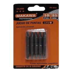 JUEGO PUNTAS DESTORNILLADOR 10PCS 25MM MAKAWA