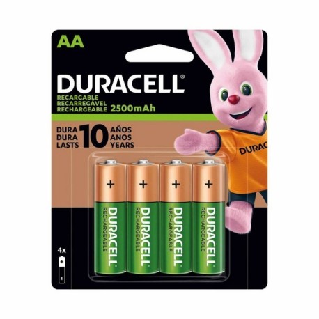 PACK 4 PILAS AA RECARGABLES DURACELL 2500MAH ESPOL