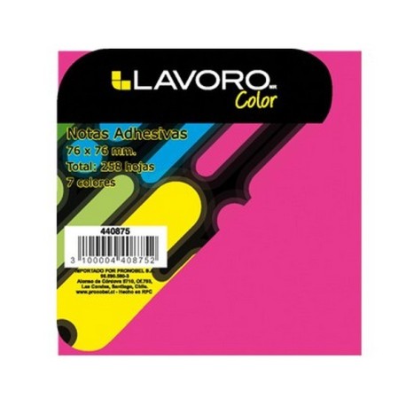 NOTA ADHESIVA 654 76X76MM 258HJS 7COL NEON + BLANCO LAVORO