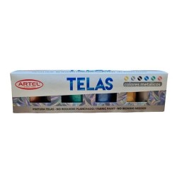 PINTURA DE TELAS 6 COLORES METALICOS 15ML ARTEL