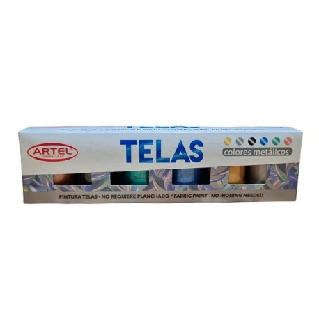 PINTURA DE TELAS 6 COLORES METALICOS 15ML ARTEL