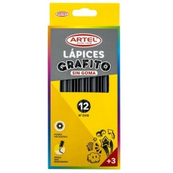 ESTUCHE 12 LAPICES GRAFITO HB N°2 SIN GOMA ARTEL E12