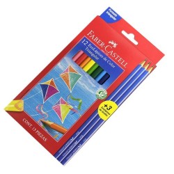 LAPIZ 12 COLORES LARGO TRIANGULAR FABER-CASTELL + 3 GRAFITO E72