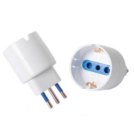 ADAPTADOR SCHUKO 10 A 250V ( 1500W) BLANCO CON PROTECCION SOL CHILE