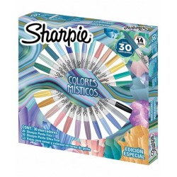 SET RULETA 30 MARCADORES PERMANENTES COLORES MISTICOS SHARPIE NEWELL