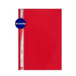 CARPETA CON ACCOCLIP BOLSILLO TRIANGULAR OFICIO VINIL ROJA FULTONS
