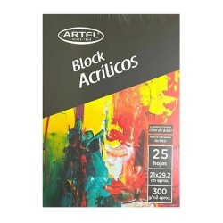 BLOCK ACRILICOS TAMAÑO A4 25 HOJAS 300G/M2 21X29.2CM ARTEL E6