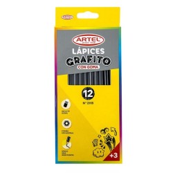 ESTUCHE 12 LAPICES GRAFITO 2HB CON GOMA ARTEL E12