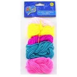 SET LANAS 5 COLORES ESPECIALES+AGUJA PLASTICA ART & CRAFT